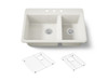 33" top-mount double-bowl kitchen sink