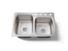 33" top-/undermount double-bowl kitchen sink