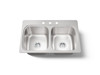 33" top-mount double-bowl kitchen sink