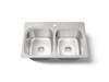 33" top-mount double-bowl kitchen sink