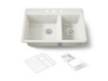 33" top-mount double-bowl workstation kitchen sink