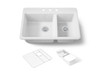 33" top-mount double-bowl workstation kitchen sink