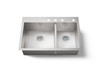 33" top-/undermount double-bowl kitchen sink