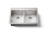 33" top-/undermount double-bowl kitchen sink