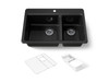 33" top-mount double-bowl workstation kitchen sink