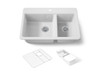 33" top-mount double-bowl workstation kitchen sink
