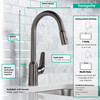 Focus N Higharc Kitchen Faucet, 2-Spray Pull-Down, 1.75 Gpm in Brushed Black Chrome