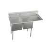 Dependabilt Stainless Steel 60" X 29-13/16" X 43-3/4" 16 Gauge One Compartment Sink W/ 18" Left And Right Drainboards And Stainless Steel Legs