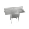 Dependabilt Stainless Steel 58" X 27-13/16" X 43-3/4" 16 Gauge One Compartment Sink W/ 18" Left And Right Drainboards And Stainless Steel Legs