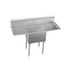 Dependabilt Stainless Steel 54" X 29-13/16" X 43-3/4" 16 Gauge One Compartment Sink W/ 18" Left And Right Drainboards And Stainless Steel Legs
