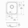 Stainless Steel Sink 16-1/2" X 18-1/4" X 5-1/2" Undermount Single Bowl 20 Gauge Pack Of 50