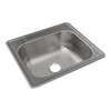 Stainless Steel Sink 25" X 22" X 8-1/16" Drop-In Single Bowl 20 Gauge 1-Hole 50 Pk in Satin