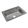 Stainless Steel Sink 33" X 22" X 8-1/16" Drop-In Single Bowl 20 Gauge 4-Hole 50 Pk in Satin