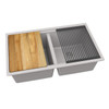Quartz Classic 33" X 22" X 9-1/2" Equal Double Bowl Undermount Workstation Sink 4Pc Kit Greystone