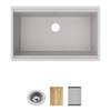 Quartz Classic 33" X 22" X 9-1/2" Single Bowl Undermount Workstation Sink 4Pc Kit Greystone in Greystone