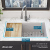 Quartz Classic 33" X 19-3/8" X 9-1/2" Single Bowl Undermount Workstation Sink Kit Greystone in Greystone