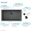Quartz Classic 33" X 18-7/16" X 9-7/16", Single Bowl Undermount Sink Kit, Graphite in Graphite