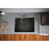 Quartz Perfect Drain 3-1/2" Removable Polymer Basket Strainer And Rubber Stopper Dusk Gray/Graphite in Dusk Gray