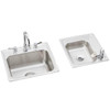 Lustertone Classic Stainless Steel 34" X 17" X 7-5/8" Double Bowl Drop-In Classroom Sink+Faucet/Bubbler Kit And Vandal-Resistant Filtration Kit With Filter Status Monitor