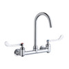 8" Centerset Deck Mount Laminar Flow Faucet With 5" Gooseneck Spout 6" Wristblade Handles 1/2" Offset Inlets