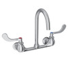 8" Centerset Deck Mount Laminar Flow Faucet With 5" Gooseneck Spout 4" Wristblade Handles 1/2" Offset Inlets