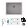 Quartz Classic 24-5/8" X 18-1/2" X 9-1/2" Single Bowl Undermount Sink Kit With Filtered Faucet Greystone in Greystone