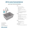 Quartz Classic 24-5/8" X 18-1/2" X 9-1/2" Single Bowl Undermount Sink Kit With Filtered Faucet Greystone in Greystone