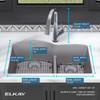 Quartz Classic 33" X 22" X 10" Offset 60/40 Double Bowl Undermount Sink Kit With Filtered Faucet With Aqua Divide Greystone in Greystone