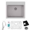 Quartz Classic 25" X 22" X 9-1/2" Single Bowl Drop-In Sink Kit With Filtered Faucet Greystone in Greystone