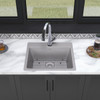 Quartz Classic 25" X 22" X 9-1/2" Single Bowl Drop-In Sink Kit With Filtered Faucet Greystone in Greystone