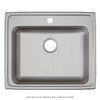 Lustertone Classic Stainless Steel 25" X 21-1/4" X 6-1/2", Single Bowl Drop-In Ada Sink in Lustrous Satin