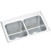 Lustertone Classic Stainless Steel 33" X 22" X 10-1/8", Equal Double Bowl Drop-In Sink in Lustrous Satin