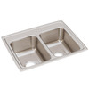 Lustertone Classic Stainless Steel 25" X 19-1/2" X 7-5/8", 0-Hole Equal Double Bowl Drop-In Sink in Lustrous Satin