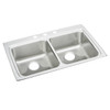 Lustertone Classic Stainless Steel 33" X 22" X 4", Equal 0-Hole Double Bowl Drop-In Ada Sink in Lustrous Satin