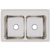 Lustertone Classic Stainless Steel 33" X 22" X 12-1/8", Equal 0-Hole Double Bowl Drop-In Sink With Quick-Clip in Lustrous Satin