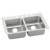 Lustertone Classic Stainless Steel 33" X 19-1/2" X 5-1/2", 0-Hole Equal Double Bowl Drop-In Ada Sink With Quick-Clip in Lustrous Satin
