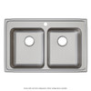 Lustertone Classic Stainless Steel 33" X 21-1/4" X 5-1/2", 0-Hole Equal Double Bowl Drop-In Ada Sink in Lustrous Satin