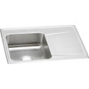 Lustertone Classic Stainless Steel 33" X 22" X 7-5/8", Single Bowl Drop-In Sink With Drainboard in Lustrous Satin