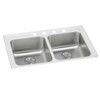 Lustertone Classic, Perfect Drain Lustertone Classic Stainless Steel 33" X 19-1/2" X 6-1/2", 0-Hole Equal Double Drop-In Ada Sink With Perfect Drain(R) in Lustrous Satin
