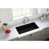 Quartz Perfect Drain 3-1/2" Polymer Disposer Flange With Removable Basket Strainer And Rubber Stopper Caviar in Caviar