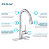 Gourmet Single Hole Kitchen Faucet With Pull-Down Spray And Forward Only Lever Handle Lustrous Steel in Lustrous Steel