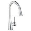 Gourmet Single Hole Kitchen Faucet With Pull-Down Spray And Forward Only Lever Handle Chrome in Chrome