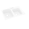 KS03322DB.035-2B 33-in D x 22-in W x 9-in H Solid Surface Dual Mount Double Bowl Kitchen Sink with 2-Hole in Arctic Granite