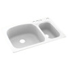33-in D x 22-in W x 9.75-in H Solid Surface Dual Mount Double Bowl Kitchen Sink with 4-Hole in White