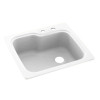 25-in D x 22-in W x 9.5-in H Solid Surface Dual Mount Single Bowl Kitchen Sink with 2-Hole in White