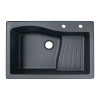 33-in D x 22-in W x 5.625-in H Granite Dual Mount Single Bowl Kitchen Sink with 2-Hole in Nero