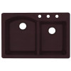 33-in D x 22-in W x 9.5-in H Granite Dual Mount Double Bowl Kitchen Sink with 3-Hole in Espresso