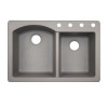 QZ03322DB.173-4 33-in D x 22-in W x 9.5-in H Granite Dual Mount Double Bowl Kitchen Sink with 4-Hole in Metallico