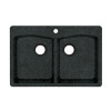 33-in D x 22-in W x 9.063-in H Granite Dual Mount Double Bowl Kitchen Sink with 1-Hole in Nero