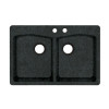 33-in D x 22-in W x 9.063-in H Granite Dual Mount Double Bowl Kitchen Sink with 2-Hole in Nero
